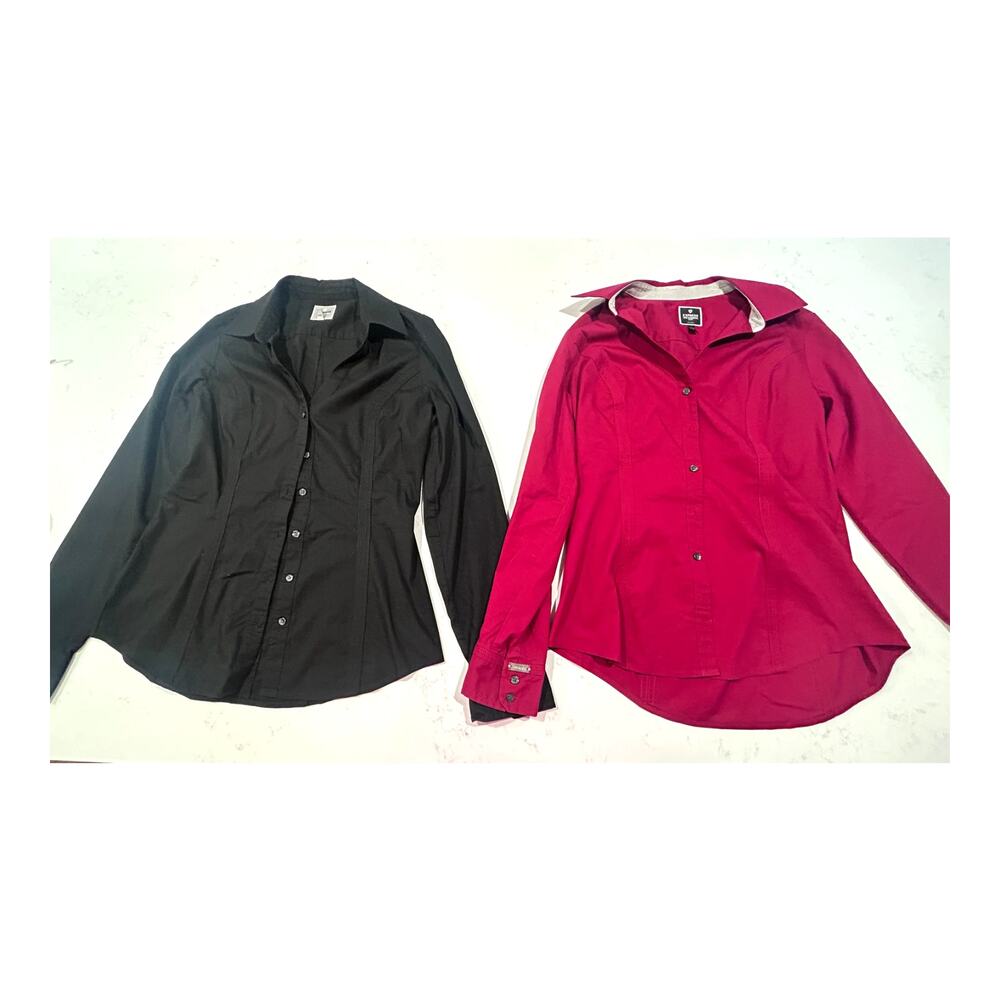 Express Button Down Shirt Set Black and Red Size M